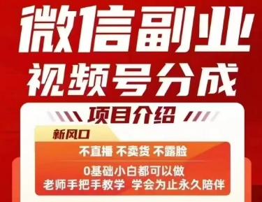 微信副业视频号分成，不直播 不卖货 不露脸，三五分钟即可完成一条作，每日收益几十、几张不等-星云网创