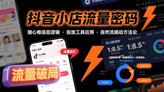 抖音小店流量密码，随心推底层逻辑，投放工具应用，自然流撬动核心方法论-星云网创