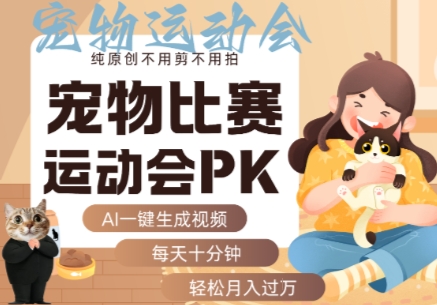 AI一键生成宠物比赛运动会PK视频，纯原创不用剪不用拍，每天十分钟，轻松月入过1W+-星云网创