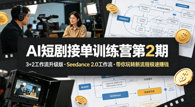 AI短剧接单训练营第2期，3+2工作流升级版，Seedance 2.0工作流，带你玩转新流程极速賺钱-星云网创