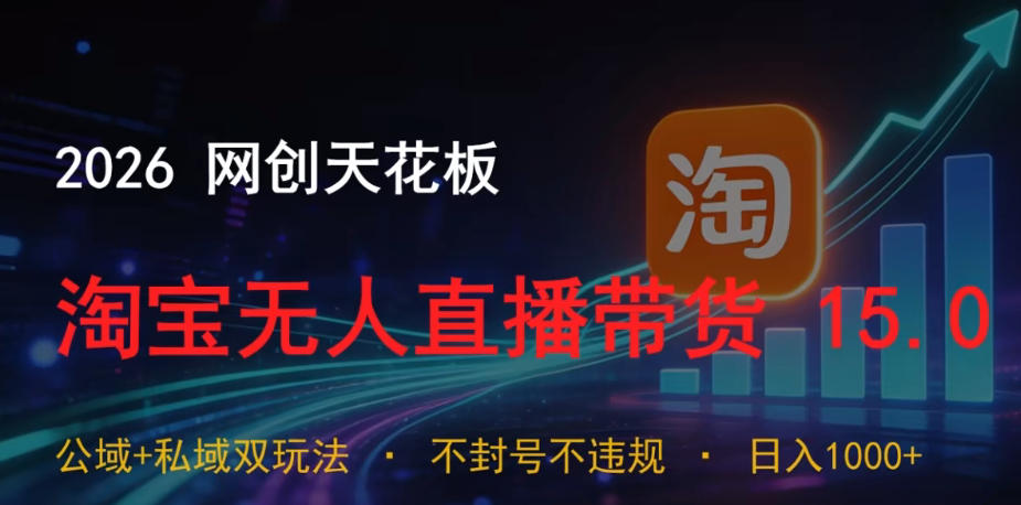 2026网创天花板，淘宝无人直播带货15.0，公域+私域双玩法，日入1k+，不违规不封号【揭秘】-星云网创