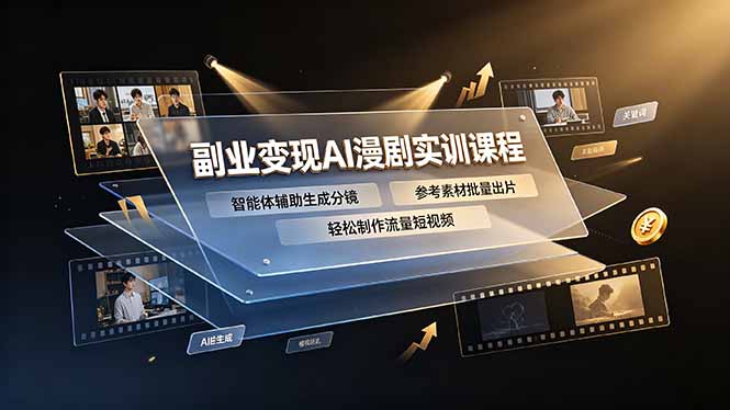 副业变现AI漫剧实训课程,智能体辅助生成分镜,参考素材批量出片,轻松制作流量短视频-星云网创