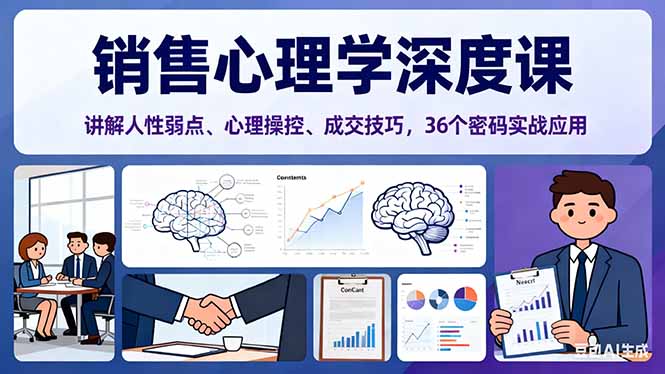 销售心理学深度课，讲解人性弱点、心理操控、成交技巧，36个密码实战应用-我要项目网