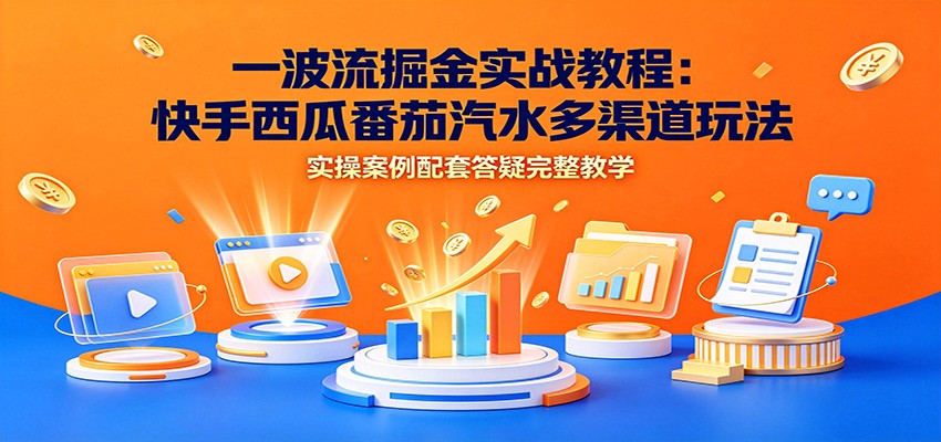 一波流掘金实战教程：快手西瓜番茄汽水多渠道玩法，实操案例配套答疑完整教学-星云网创