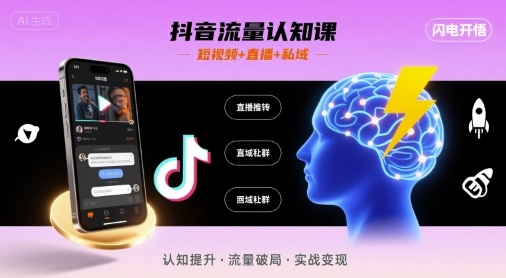 抖音流量认知课，短视频+直播+私域，认知提升，闪电开悟-星云网创