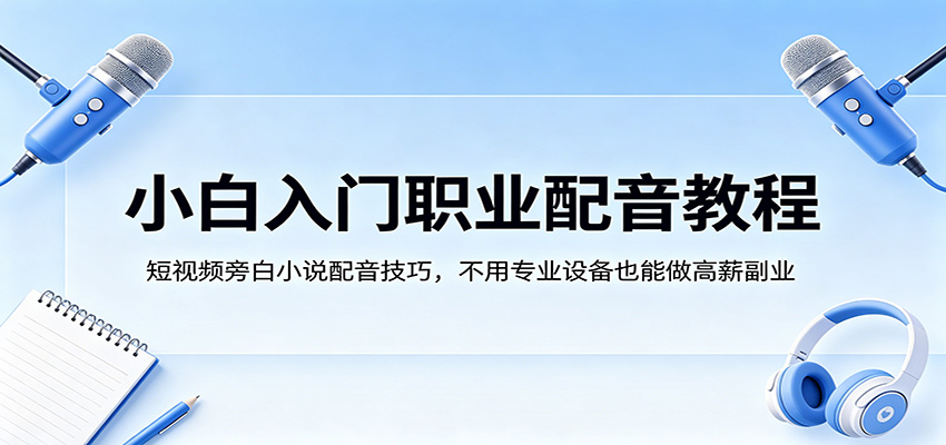 小白入门职业配音教程，短视频旁白小说配音技巧，不用专业设备也能做高薪副业-星云网创