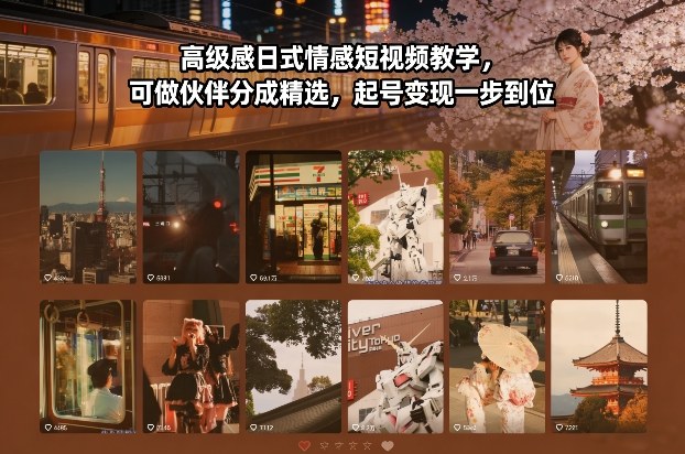 高级感日式情感短视频教学，可做伙伴分成精选，起号变现一步到位-星云网创