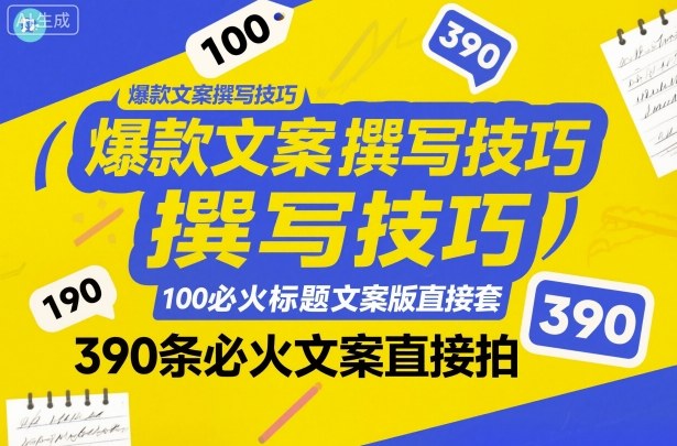 爆款文案撰写技巧,100个必火标题文案模版直接套,390条必火文案直接拍-星云网创