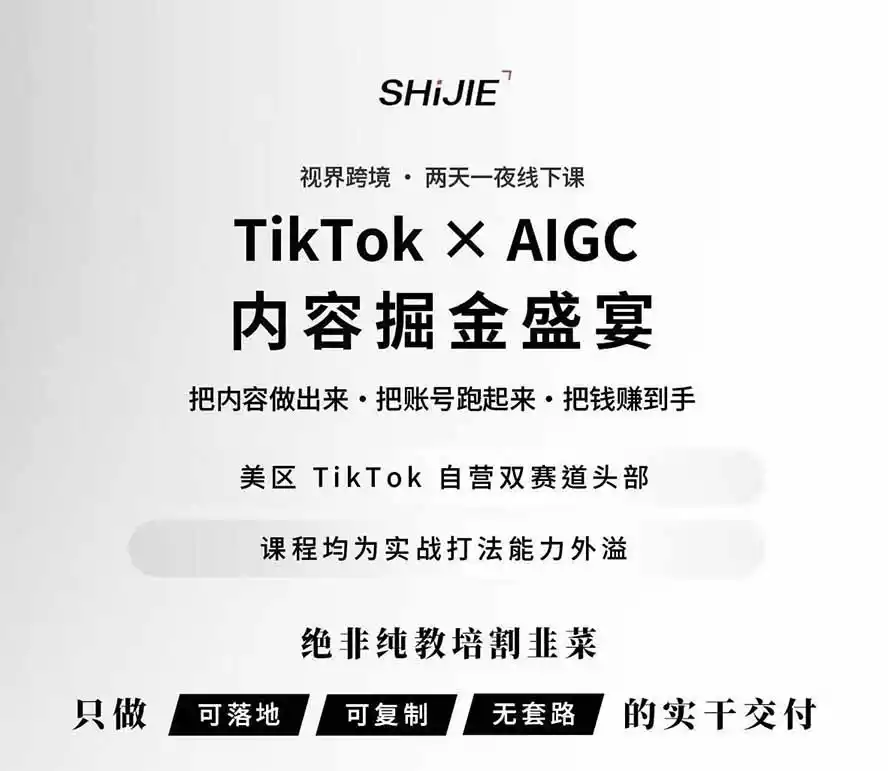 图片[1]-AIGC×TikTok美区短视频带货线下课；两天一夜完整回放，12小时高清视频收录头部操盘手全流程教学-星云网创