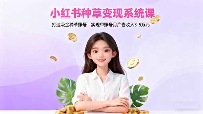 小红书种草变现系统课:打造吸金种草账号,实现单账号月广告收入3-5万元-星云网创