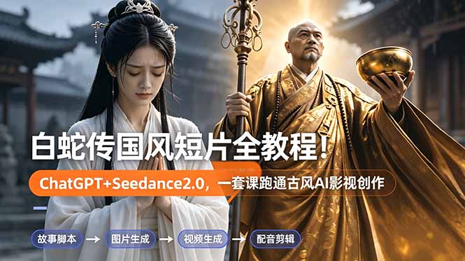 白蛇传-国风短片全教程！ChatGPT+Seedance2.0，一套课跑通古风AI影视创作-星云网创