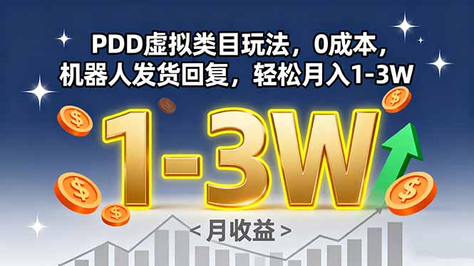 PDD虚拟类目玩法，0成本，机器人发货回复，轻松月入1-3W-星云网创