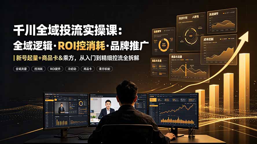 千川全域投流实操课：全域逻辑·ROI控消耗·品牌推广｜新号起量+商品卡&乘方，从入门到精细控流全拆解-星云网创