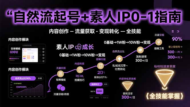 自然流起号+素人IP0-1指南，快速掌握内容创作-流量获取-变现转化-全技能-星云网创
