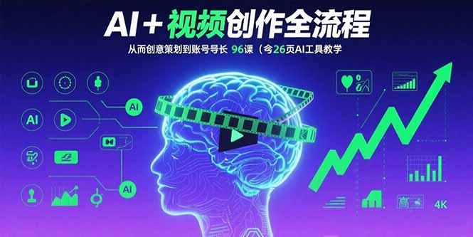 AI+短视频创作全流程：从创意策划到账号增长，96节课(含26项AI工具教学-柚子轻创