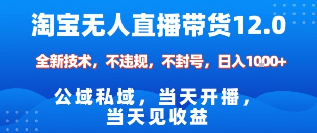 淘宝无人直播12.0，公域私域技术，不封号，不违规布局双十一流量风口，日入1k(独家技术)【揭秘】-我要项目网