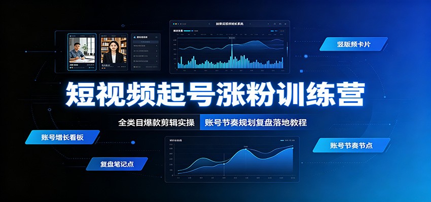 短视频起号涨粉训练营：全类目爆款剪辑实操，账号节奏规划复盘落地教程-星云网创