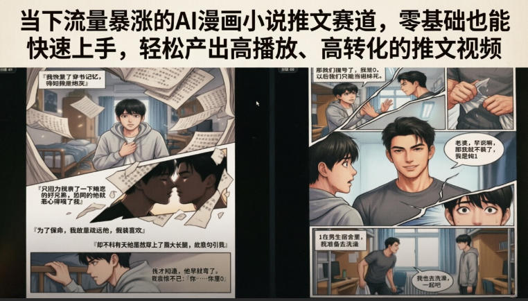 当下流量暴涨的AI漫画小说推文赛道，零基础也能快速上手，轻松产出高播放、高转化的推文视频-星云网创