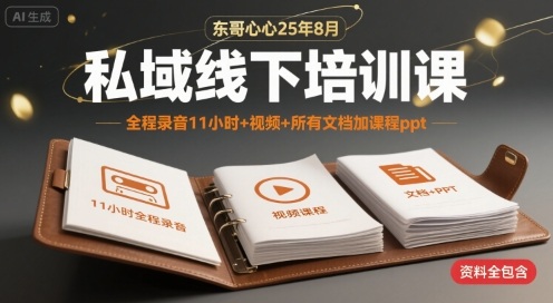 东哥心心25年8月私域线下培训课，全程录音11小时+视频+所有文档加课程ppt-星云网创
