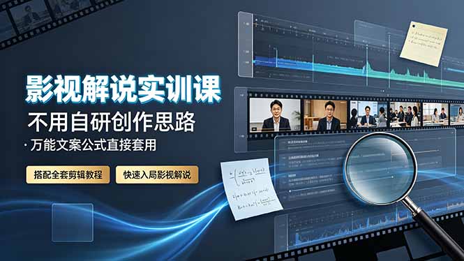 影视解说实训课:不用自研创作思路,万能文案公式直接套用,搭配全套剪辑教程,快速入局影视解说-星云网创