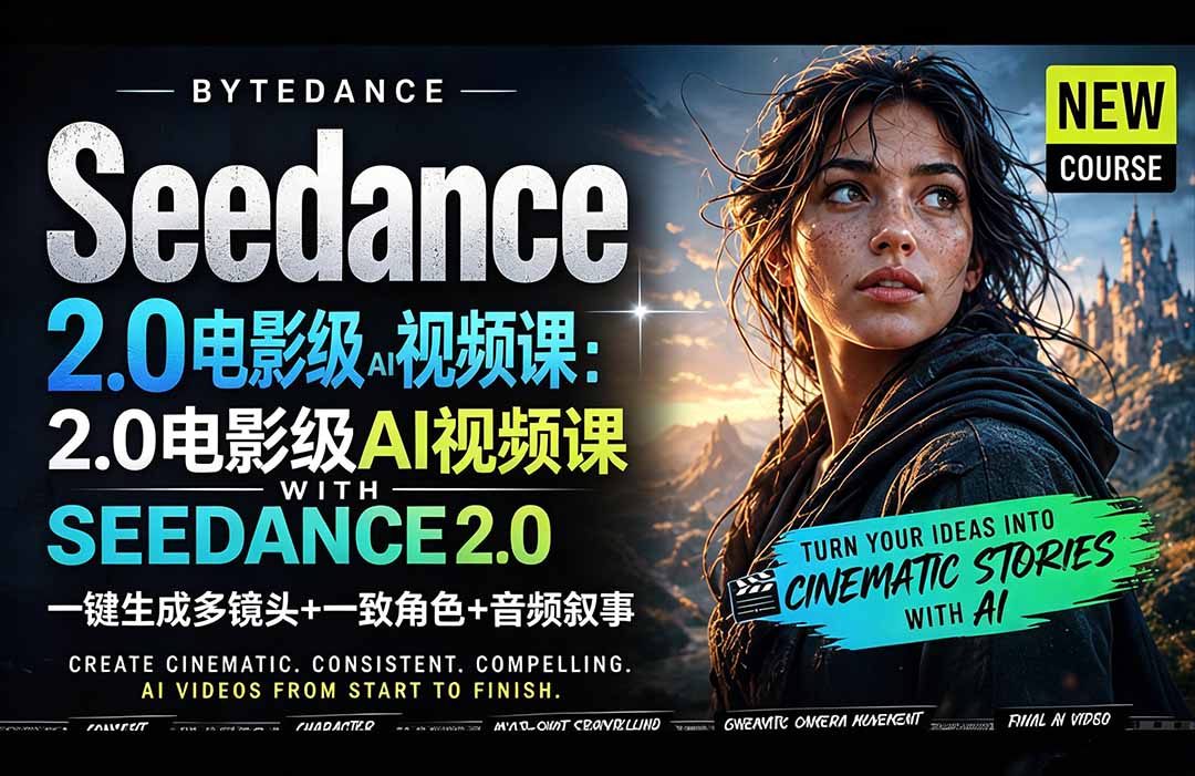Seedance 2.0电影级AI视频课：一键生成多镜头+一致角色+音频叙事-星云网创