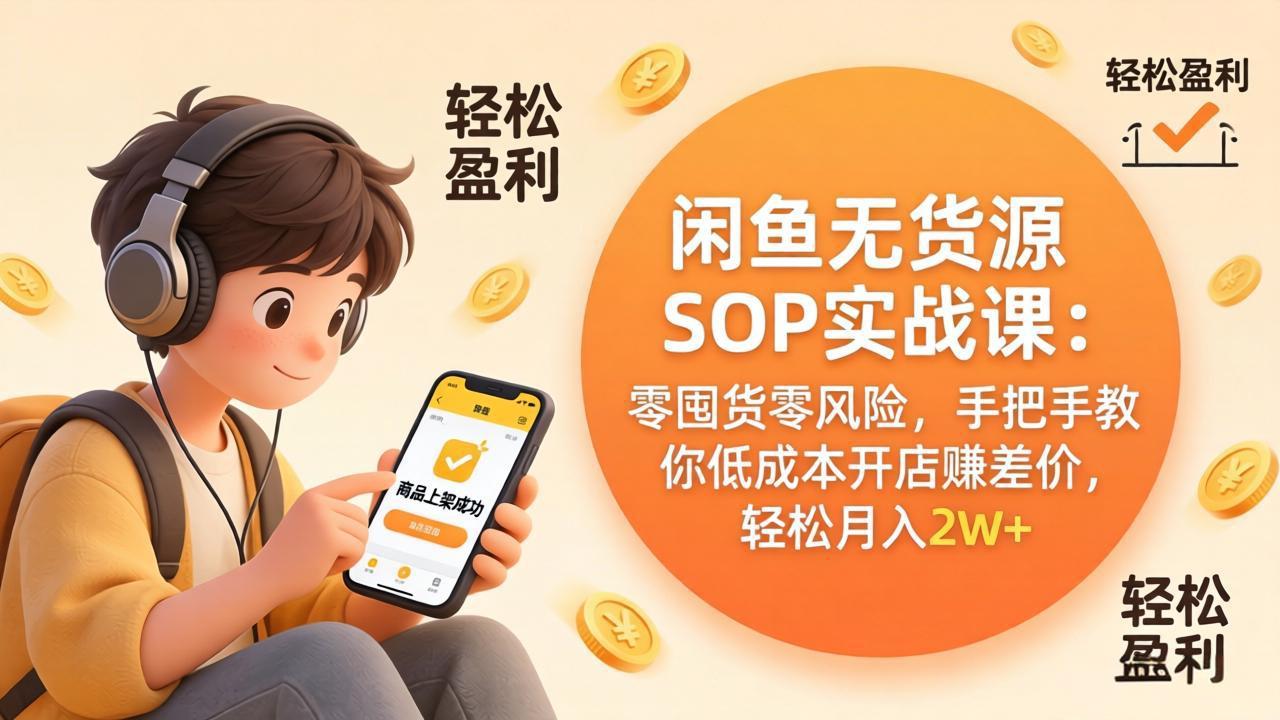 闲鱼无货源SOP实战课：零囤货零风险，手把手教你低成本开店赚差价，轻松月入2w+-星云网创