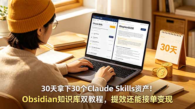 30天拿下30个Claude Skills资产！Obsidian知识库双教程，提效还能接单变现-星云网创