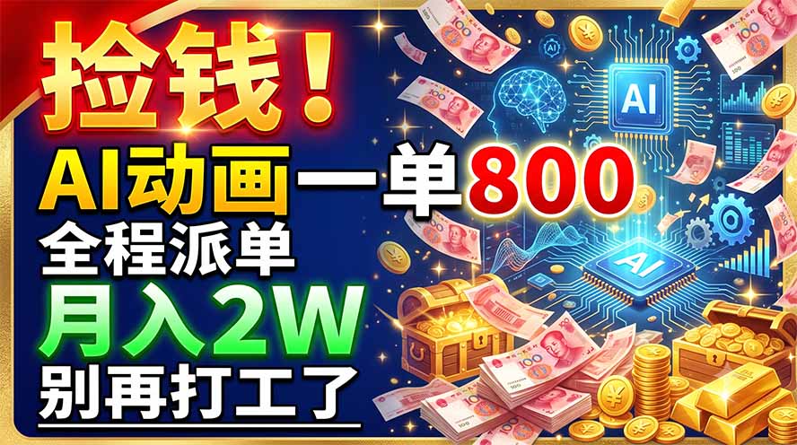 捡钱！AI动画一单800，全程派单，月入2W，别再打工了-星云网创