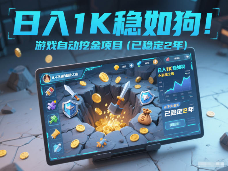 日入1K稳如狗！游戏自动挖金项目(已稳定2年)，永不失业的副业之选【揭秘】-云网创