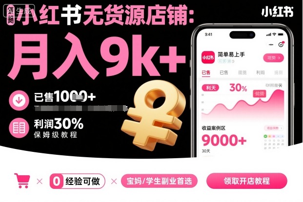 小红书无货源店铺项目，简单易上手，月入9k+，保姆级教程-星云网创