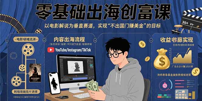 零基础出海创富课：以电影解说为垂直赛道，实现不出国门赚美金的目标-星云网创