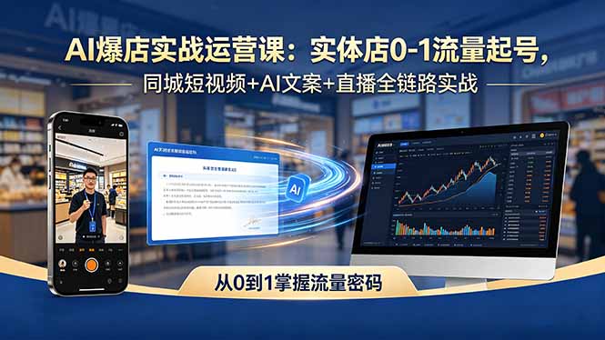 AI爆店实战运营课：实体店0-1流量起号，同城短视频+AI文案+直播全链路实战-星云网创