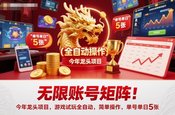 无限账号矩阵!今年龙头项目,游戏试玩全自动,简单操作,单号单日5张【揭秘】-星云网创