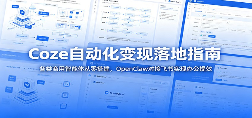 Coze自动化变现落地指南：各类商用智能体从零搭建，OpenClaw对接飞书实现办公提效-星云网创
