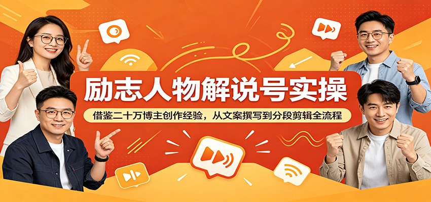 励志人物解说号实操：借鉴二十万博主创作经验，从文案撰写到分段剪辑全流程-星云网创