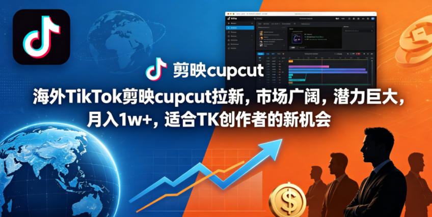 海外TikTok剪映cupcut拉新，市场广阔，潜力巨大，月入1w+，适合TK创作者的新机会-星云网创