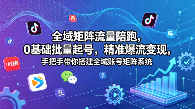 全域矩阵流量陪跑，0基础批量起号，精准爆流变现，手把手带你搭建全域账号矩阵系统-星云网创