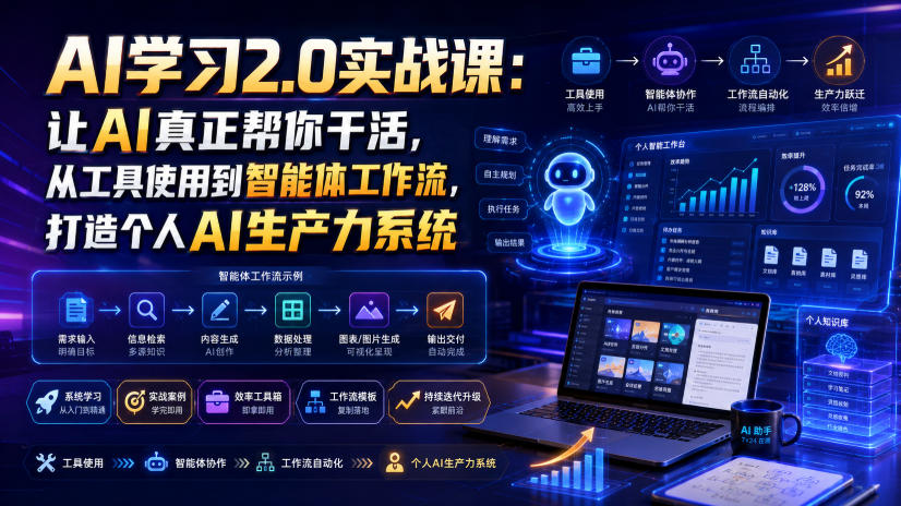 AI学习2.0实战课：让AI真正帮你干活，从工具使用到智能体工作流，打造个人AI生产力系统-星云网创