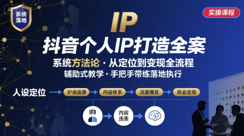 抖音个人IP系统落地实操大课，实操课程，辅助落地-星云网创