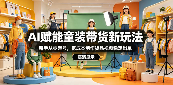 AI赋能童装带货新玩法，新手从零起号，低成本制作货品视频稳定出单-星云网创