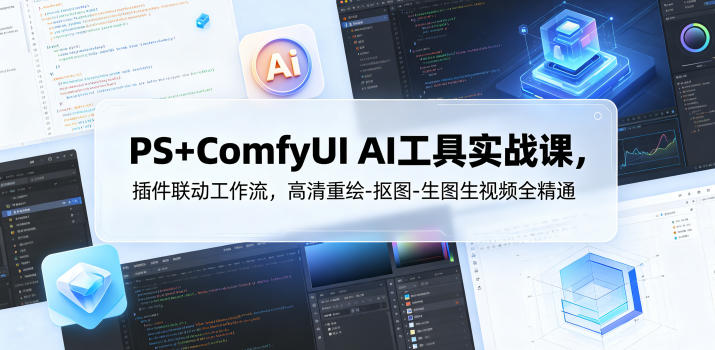 PS+ComfyUI AI工具实战课，插件联动工作流，高清重绘-抠图-生图生视频全精通-星云网创