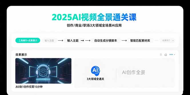 2025AI视频全景通关课：涵盖创作/商业/职场3大领域 掌握AI全场景应用-星云网创