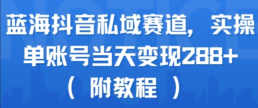 蓝海抖音私域赛道，实操单账号当天变现288+(附教程)-星云网创