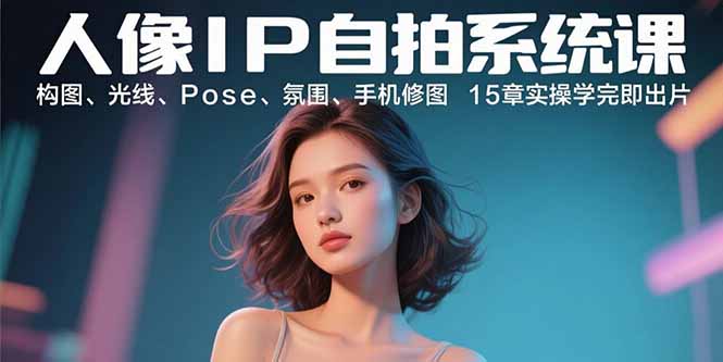 人像IP自拍系统课：构图、光线、Pose、氛围、手机修图 15章实操学完即出片-星云网创