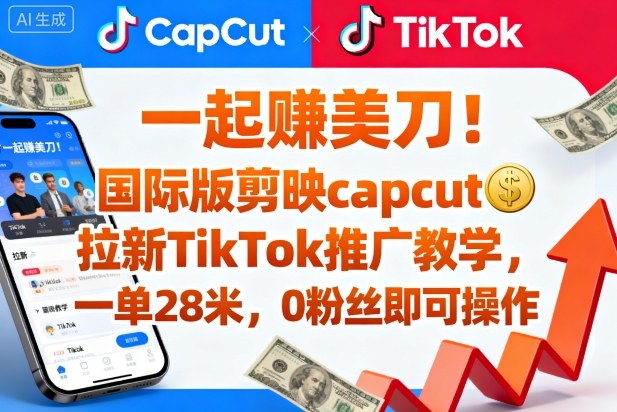 一起賺美刀！国际版剪映capcut拉新TikTok推广教学，一单28米，0粉丝即可操作(附推广入口和教学)-星云网创