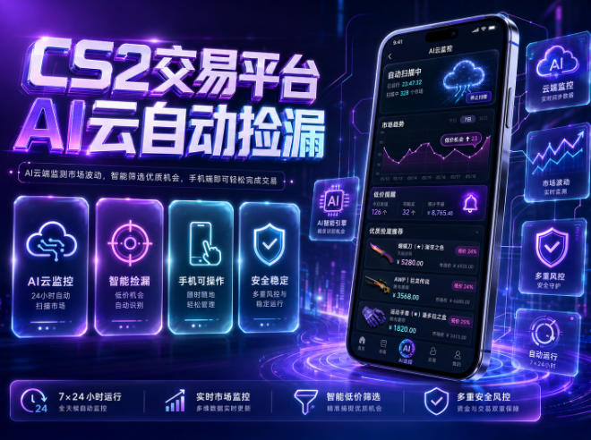 CS2交易平台AI云自动捡漏，多年稳定运行，无需手机，支持任何形式验证，日入300+【揭秘】-星云网创