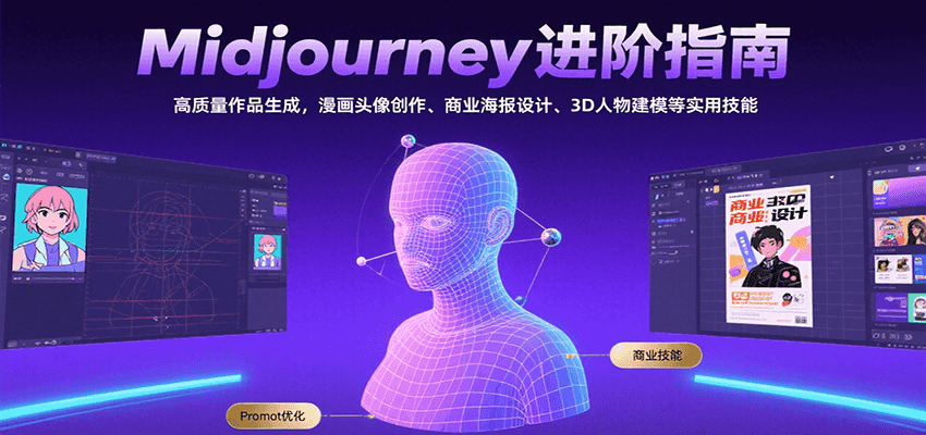 Midjourney进阶指南：高质量作品生成，漫画头像创作、商业海报设计、3D人物建模等-星云网创