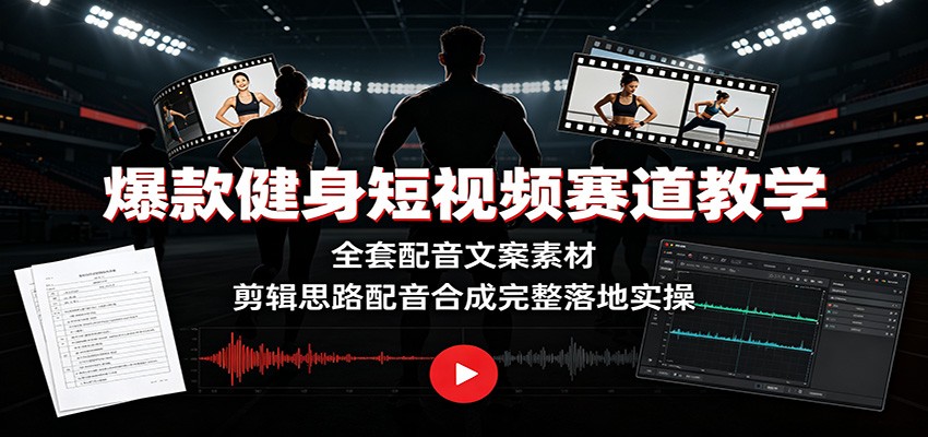 爆款健身短视频赛道教学：全套配音文案素材，剪辑思路配音合成完整落地实操-星云网创