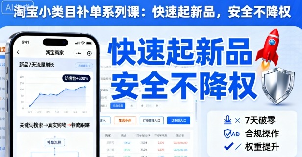 淘宝小类目补单系列课，快速起新品，安全不降权-星云网创